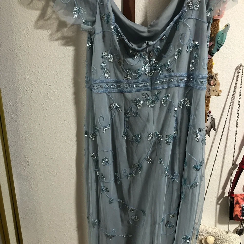 Papell Boutique Light Blue Embroidered Midi Dress - Picture 5 of 7